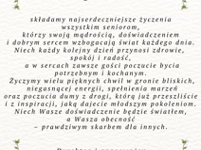 Życzenia z okazji Światowego Dnia Seniora