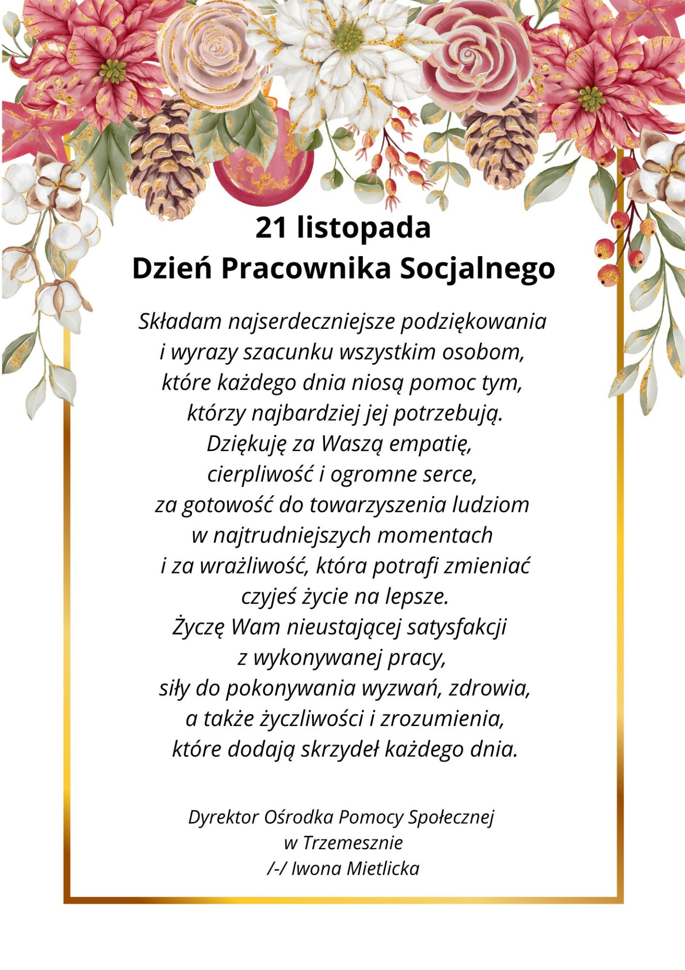 Życzenia z okazji dnia pracownika socjalnego