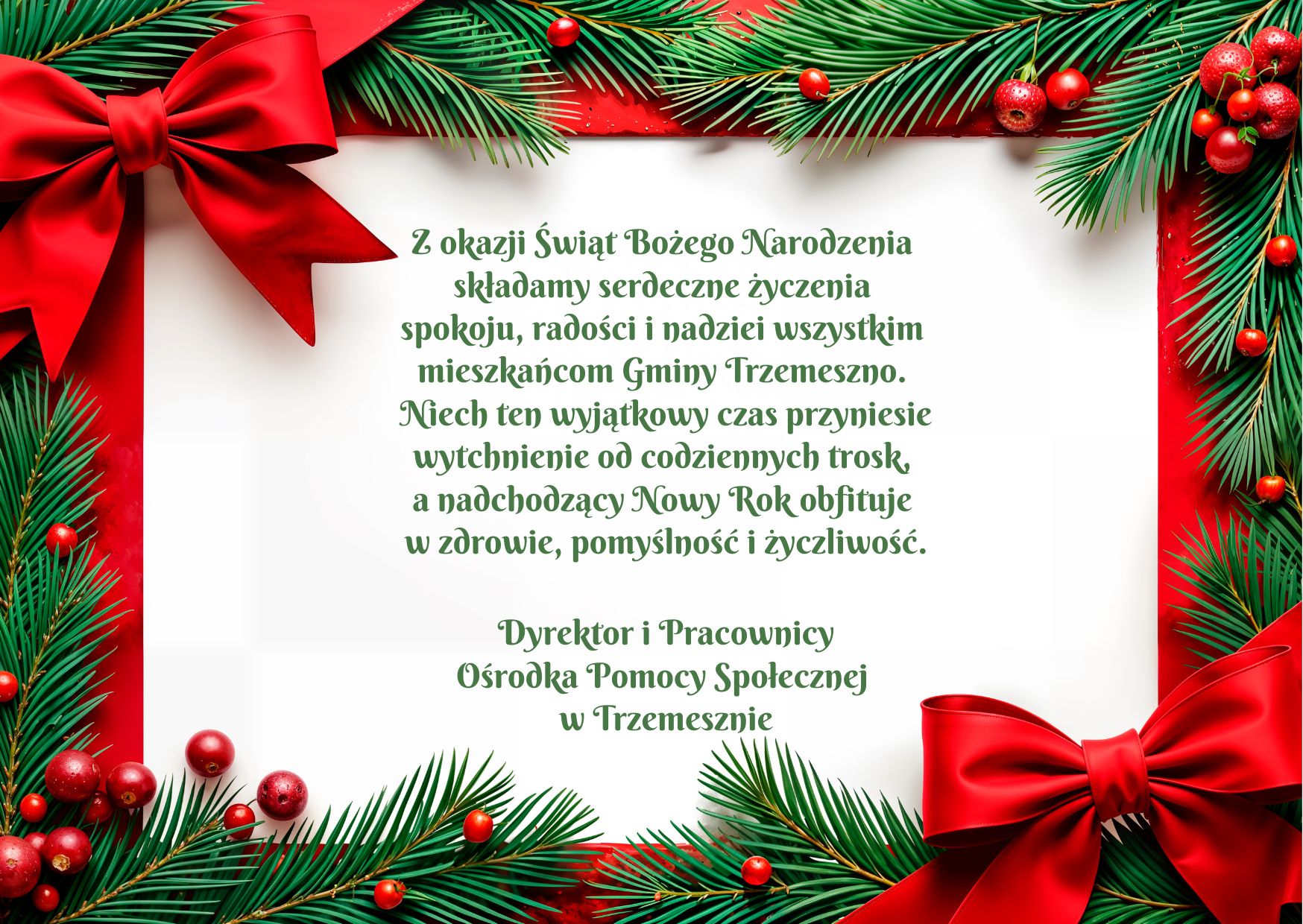 Życzenia z okazji świąt Bożego Narodzenia