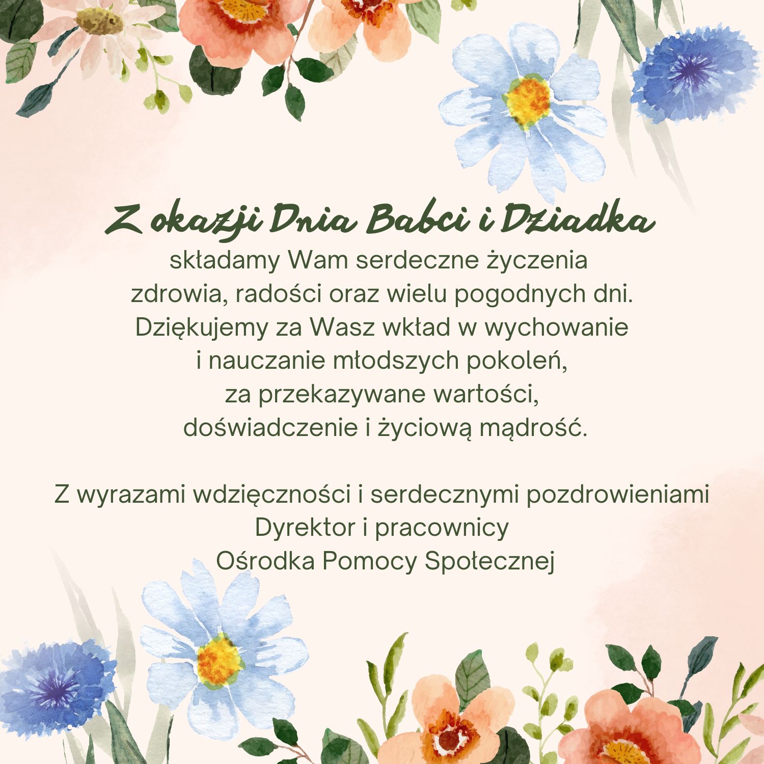 Życzenia z okazji Dnia Babci i Dziadka