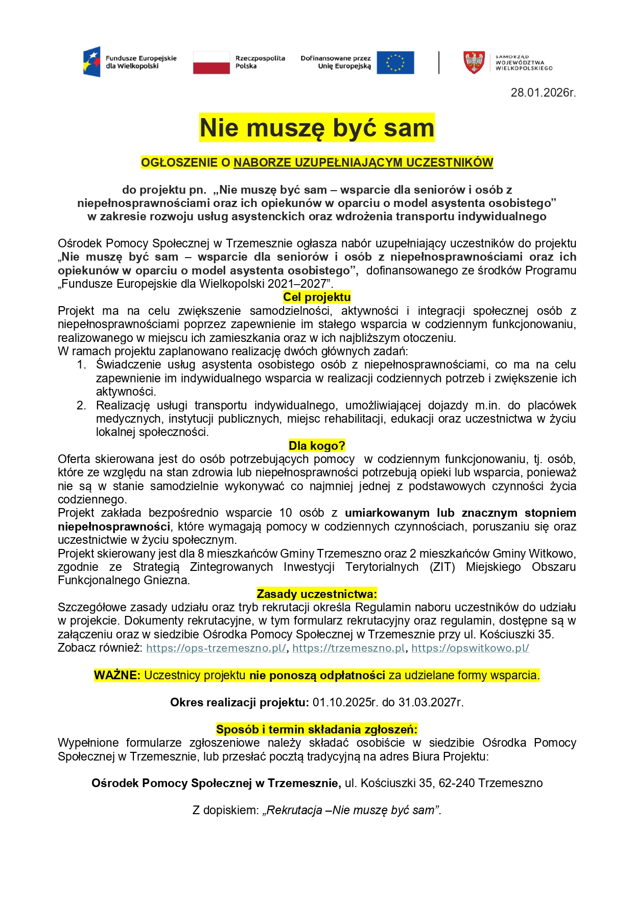 Nabór uzupełniający do projektu