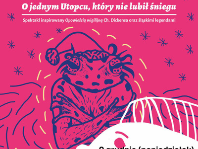 Plakat do spektaklu familijnego "O jednym Utopcu, który nie lubił śniegu"