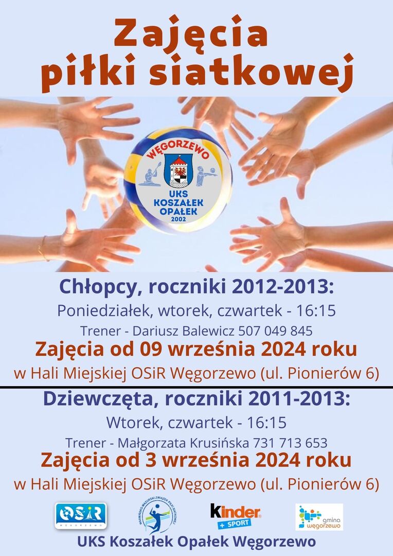 Plakat zajęć siatkówki na rok szkolny 2024/2025