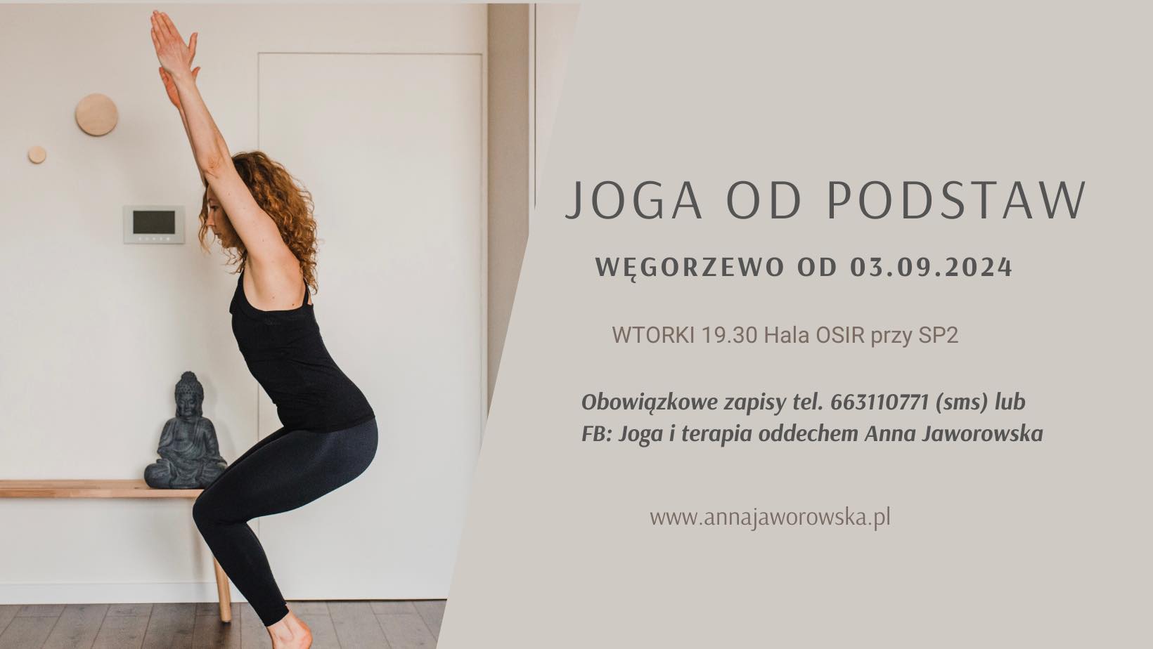 Plakat informujący - joga