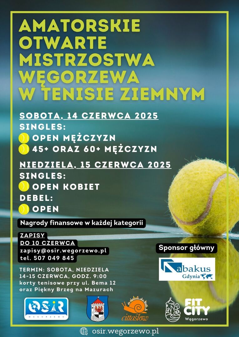 Plakat tenis ziemny - turniej w Węgorzewie