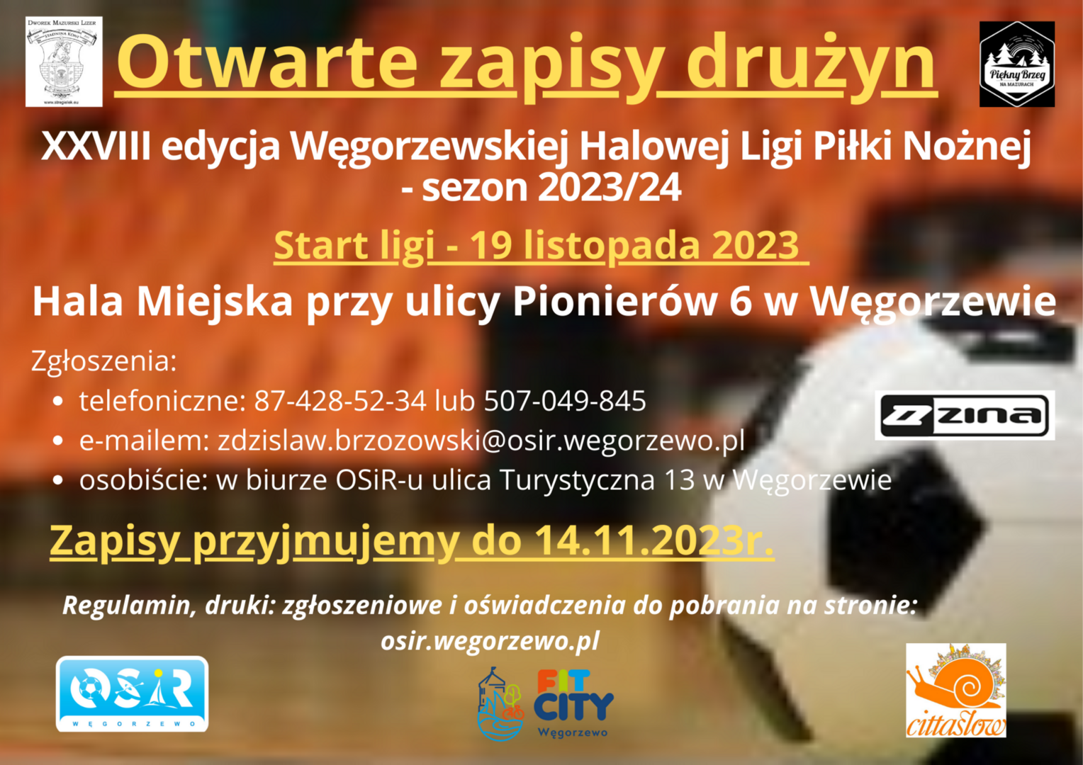 Plakat Węgorzewska Halowa Liga Piłki Nożnej