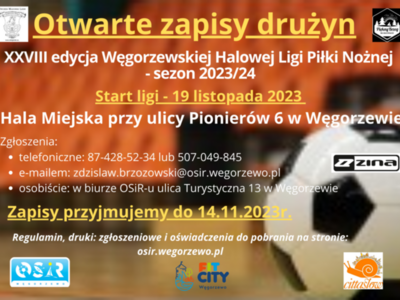 Plakat Węgorzewska Halowa Liga Piłki Nożnej