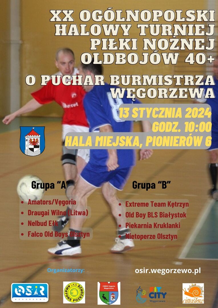 Plakat Turnieju Halowego Piłki Nożnej Oldboja 40+