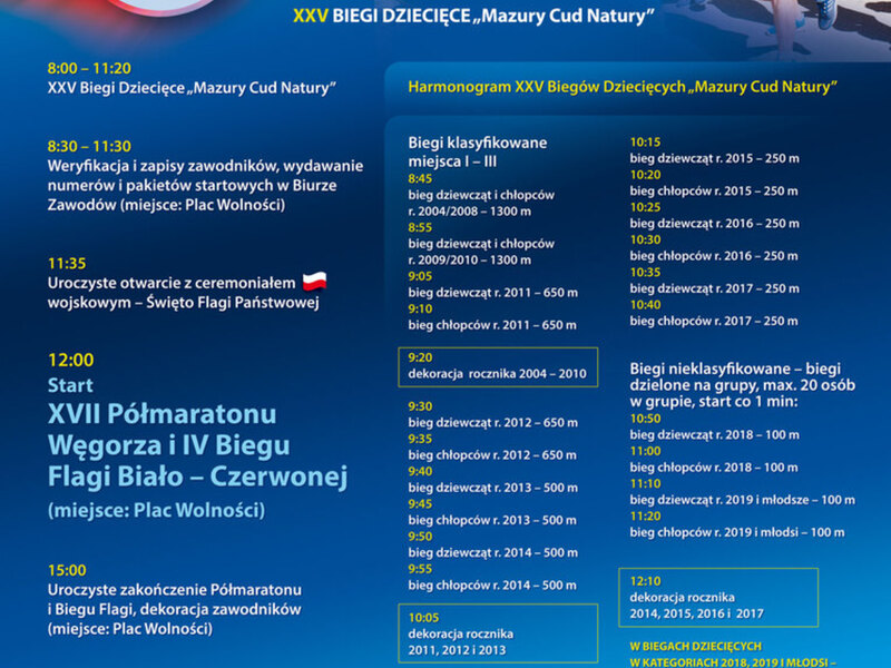 Plakat biegów majowych 02-05-2024