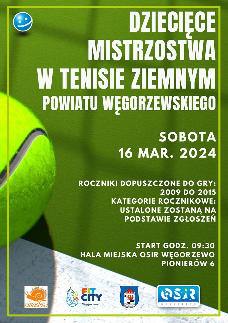 Plakat mistrzostw dziecięcych w tenisie ziemnym 2024