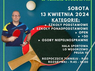 Plakat Otwartych Mistrzostw Węgorzewa w Tenisie Stołowym 2024