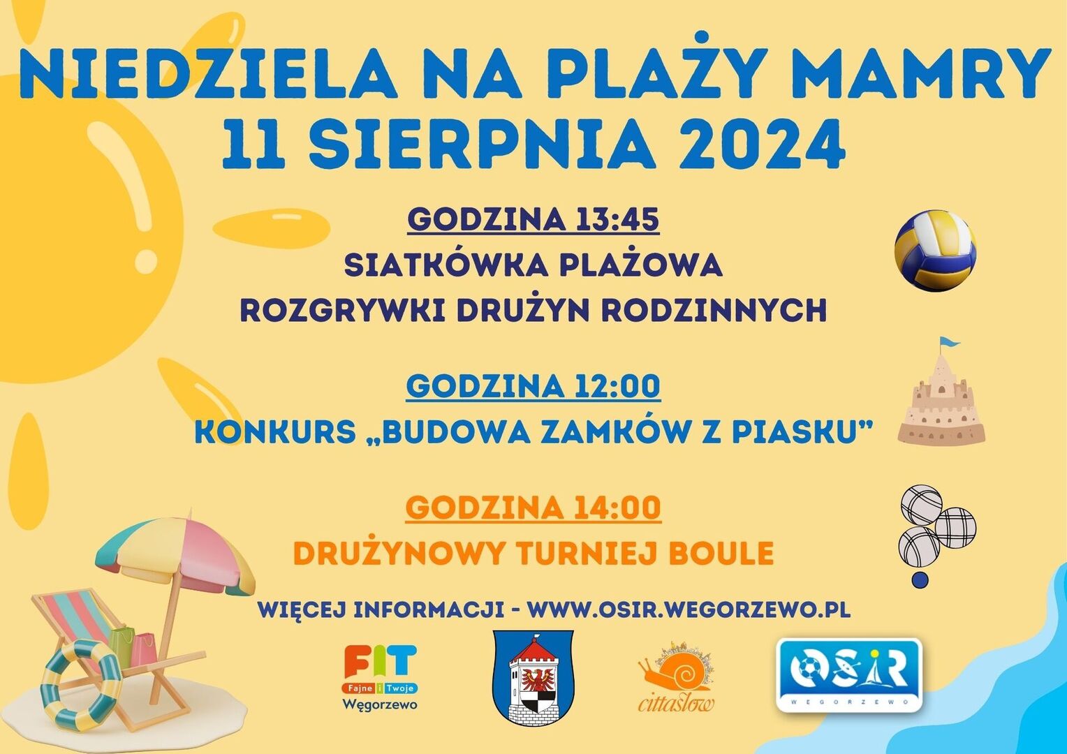 Plakat niedziela na plaży 11-08-2024
