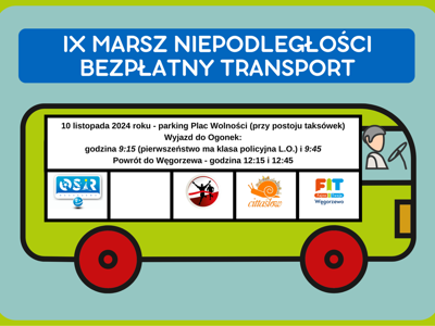Obrazek z informacją o bezpłatnym transporcie