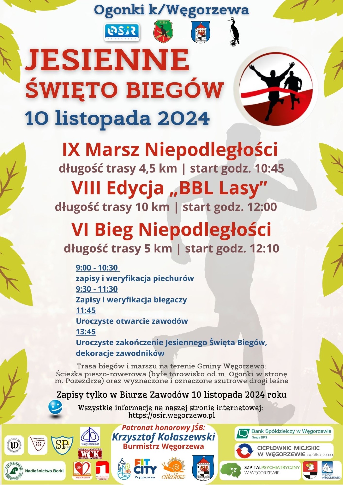 Plakat Jesiennego Święta Biegów 10-11-2024 roku