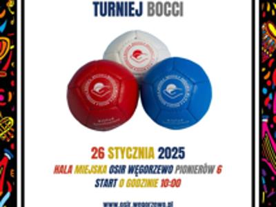 Plakat turnieju bocci wspierający WOŚP 2025