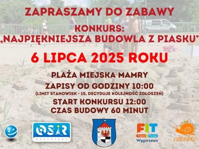 Plakat konkursu budowli z piasku lipiec 2025