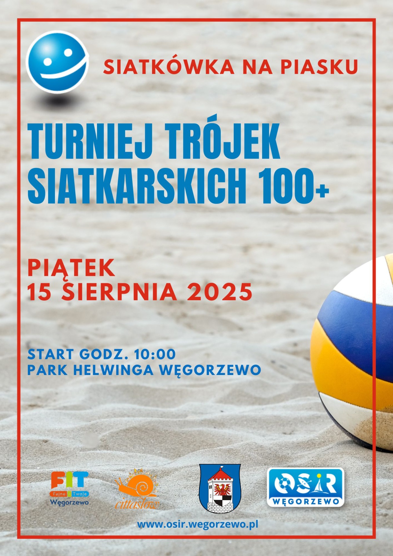 Plakat turnieju trójek siatkarskich 100+