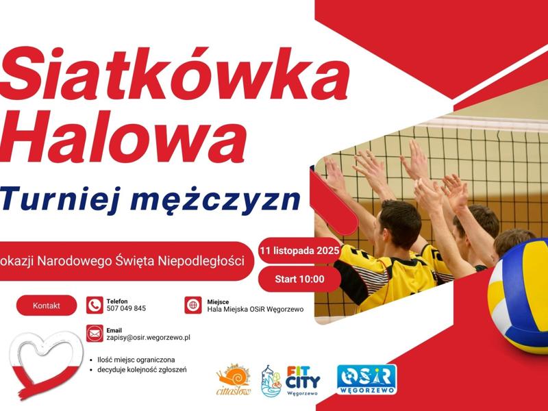 Plakat turnieju siatkówki 11-11-2025