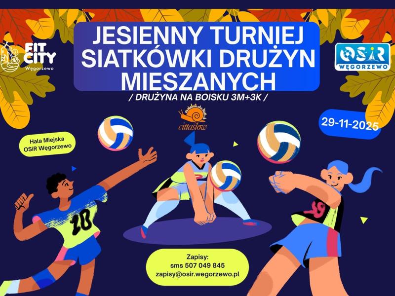 Plakat Jesiennego Turnieju Siatkówki mikstów