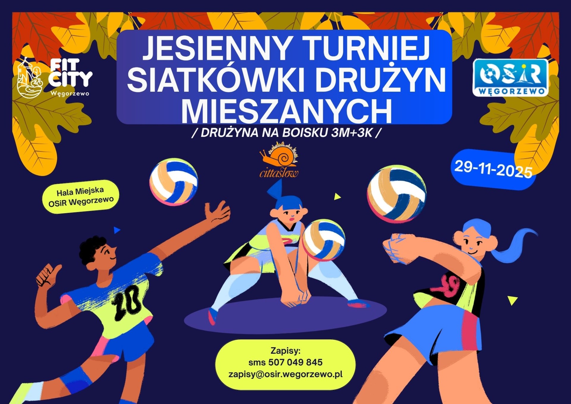 Plakat Jesiennego Turnieju Siatkówki mikstów