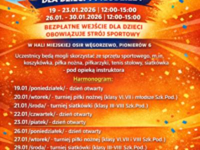 Plakat feriez zimowe OSiR Węgorzewo