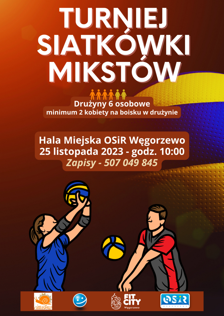 Plakat turnieju siatkówki halowej mikstów
