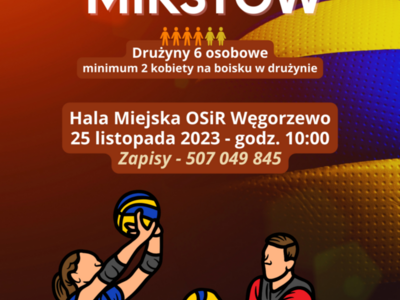 Plakat turnieju siatkówki halowej mikstów
