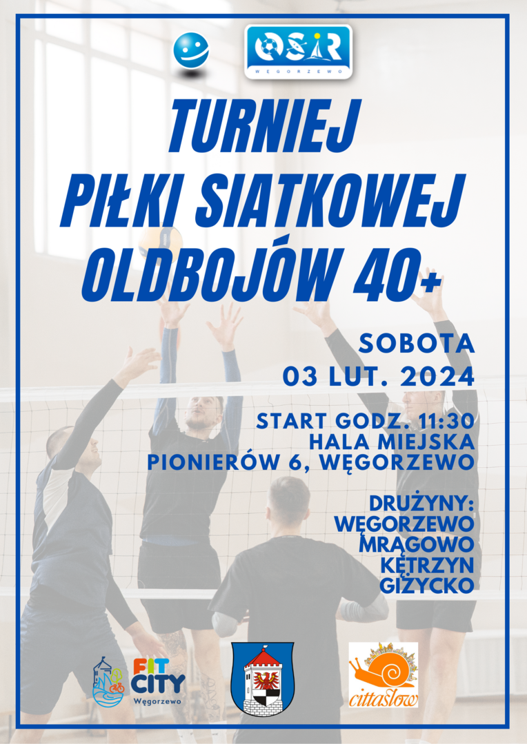 Plakat Turnieju Siatkówki Oldbojów 03-02-2024