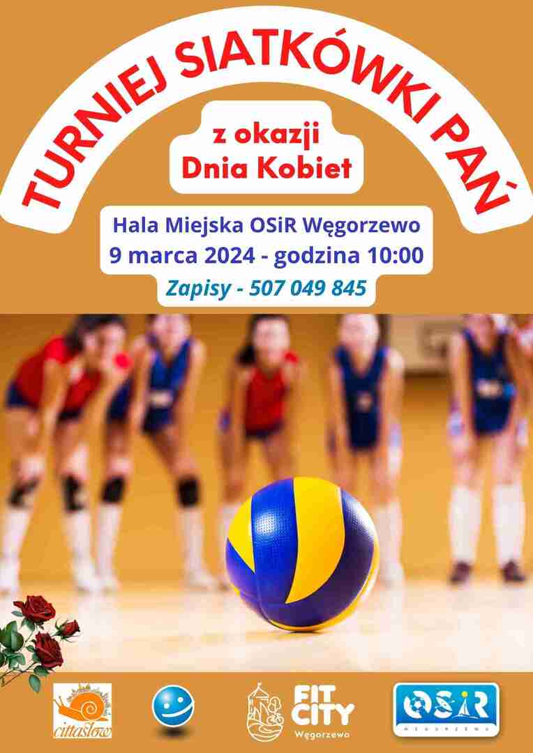 Plakat turnieju siatkówki kobiet 9 marca 2024