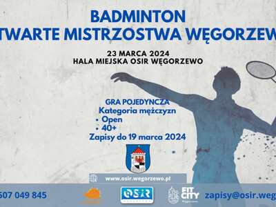 Baner mistrzostw badmintona Węgorzewa 2024