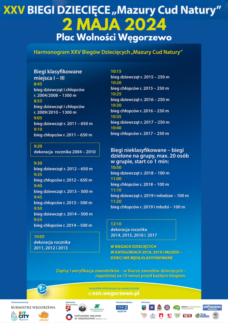Plakat Biegów Dziecięcych MAZURY CUD NATURY 2024