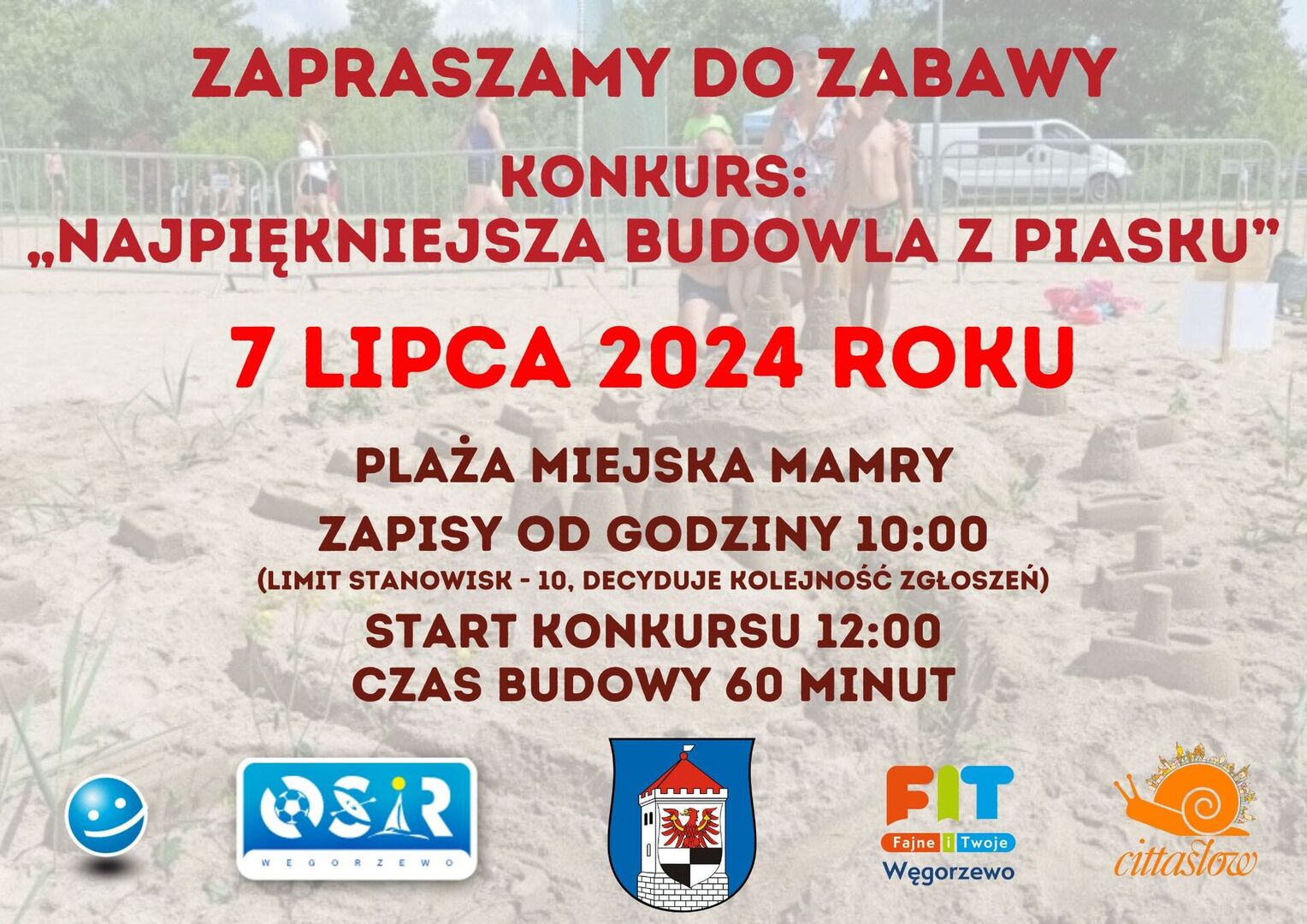 Plakat konkursu budowli z piasku 2024