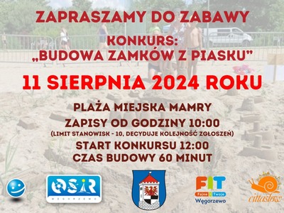 Konkurs Budowla Zamków z Piasku 11 sierpnia 2024