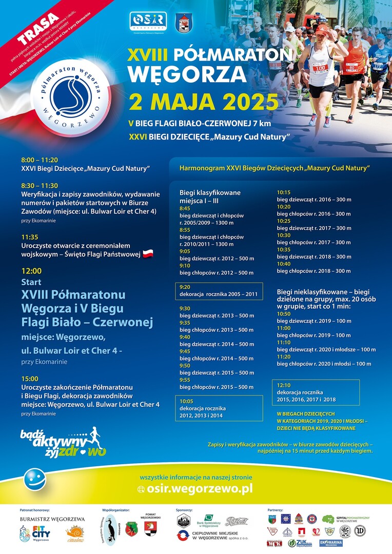 Plakat biegów majowych - 2 maja 2025 roku