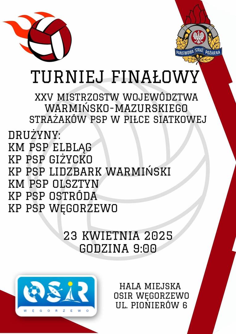 Plakat mistrzostw straży pożarnej w piłce siatkowej