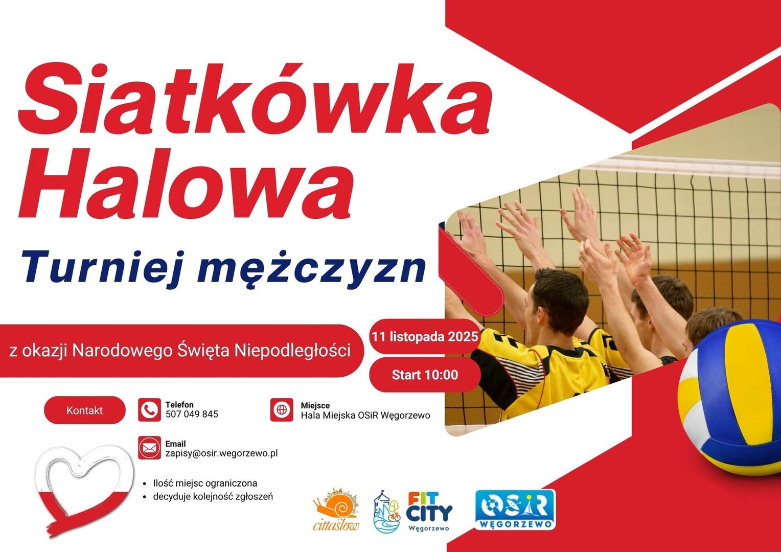 Plakat turnieju siatkówki 11-11-2025