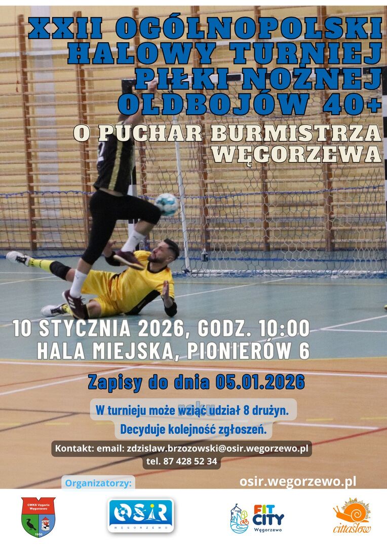 Plakat Ogólnopolski Halowy Turniej Piłki Nożnej Oldboys 40+