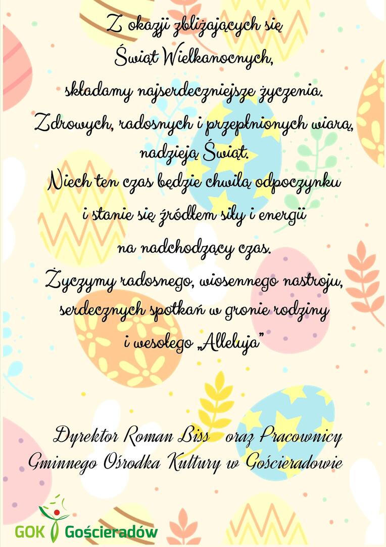 na tle pisanek życzenia Wielkanocne