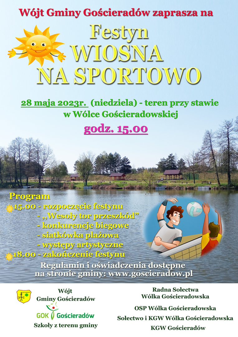 na plakacie widok na staw w Wólce Gościeradowskiej