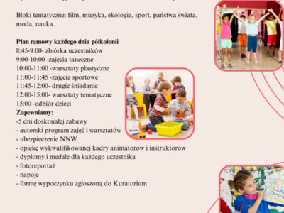 na ulotce dzieci z zabawami kreatywnymi