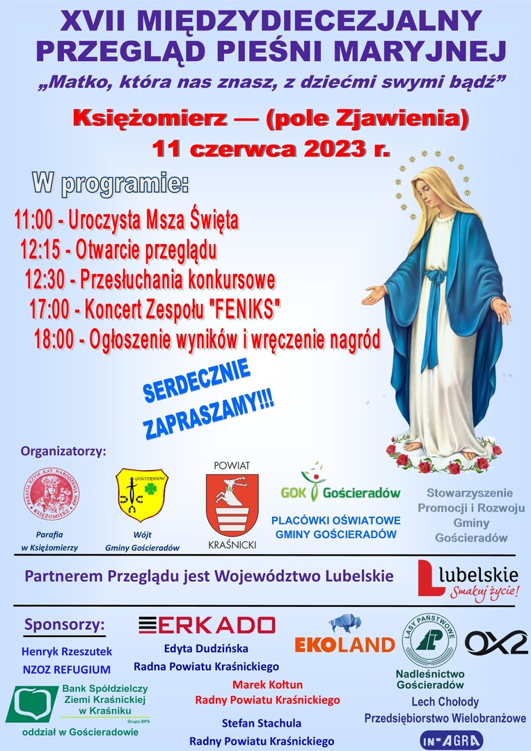 na zdjęciu program przeglądu i wizerunek MARYI
