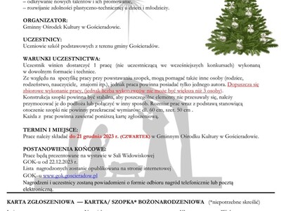 na zdjęciu widoczna choinka. Znak wodny to obrys szopki