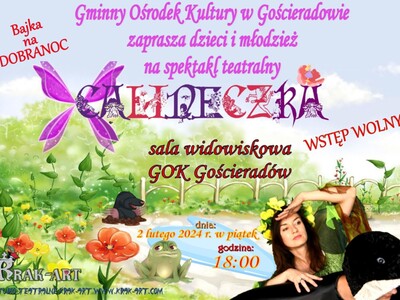 na zdjęciu zaproszenie na spektakl calineczka