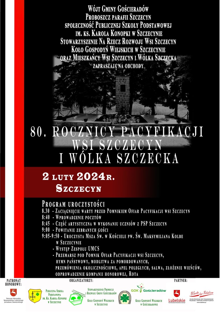 na zdjęciu pomnik pacyfikacji wsi szczecyn