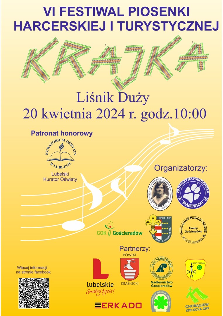 na żółtym tle znajdują się logotypy organizatorów i partnerów Festiwaplu