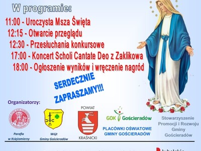 Plakat informacyjny z Maryją na pierwszym planie