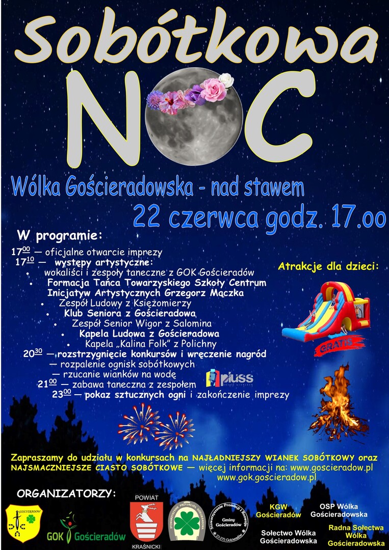 Na plakacie w konwencji nocnej znajduje się program imprezy
