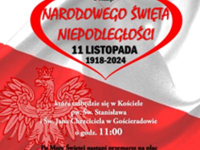 na plakacie w kolorach powiewającej flagi biało-czerwonej tekst zaproszenia na obchody