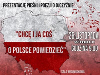 na plakacie obrys Polski z nutami