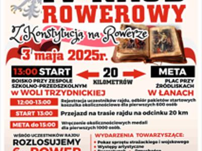 Na plakacie symbole narodowe orzeł i księga konstytucji 3 maja